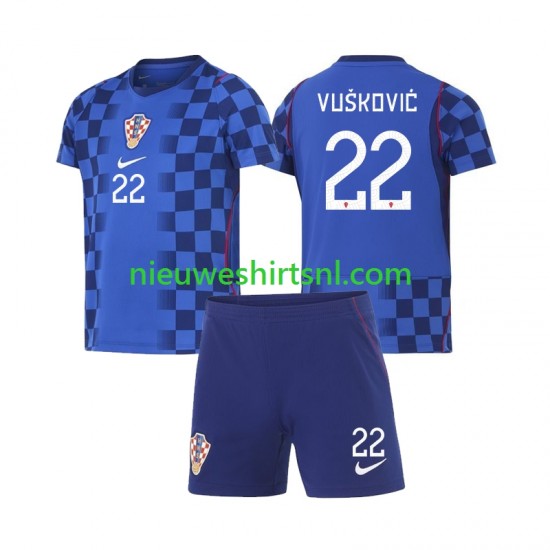 Kroatië Kind Shirt met Bedrukking Luka Vuskovic 22 Uit WK 2026 Korte Mouw