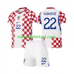 Kroatië Kind Shirt met Bedrukking Luka Vuskovic 22 Thuis WK 2026 Korte Mouw