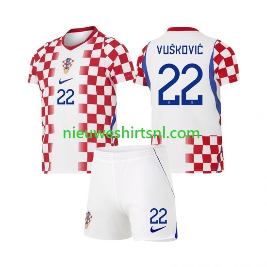 Kroatië Kind Shirt met Bedrukking Luka Vuskovic 22 Thuis WK 2026 Korte Mouw