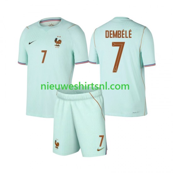 Frankrijk Kind Shirt met Bedrukking Ousmane Dembele 7 Uit WK 2026 Korte Mouw