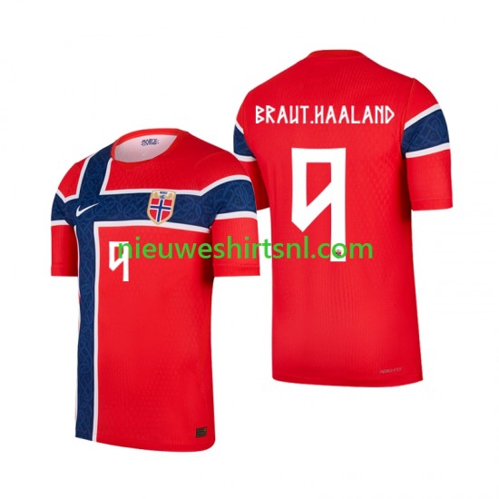 Noorwegen Heren Shirt met Bedrukking Erling Haaland 9 Thuis WK 2026 Korte Mouw