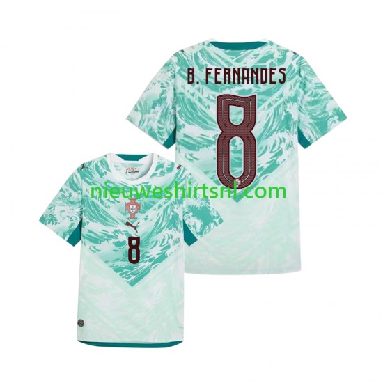 Portugal Heren Shirt met Bedrukking Bruno Fernandes 8 Uit WK 2026 Korte Mouw