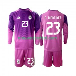 Argentinië Kind Shirt met Bedrukking Doelman Emiliano Martinez 23 Thuis 2025 Lange Mouw