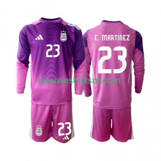 Argentinië Kind Shirt met Bedrukking Doelman Emiliano Martinez 23 Thuis 2025 Lange Mouw