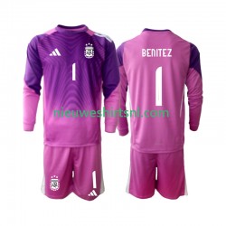 Argentinië Kind Shirt met Bedrukking Doelman Walter Daniel Benitez 1 Thuis 2025 Lange Mouw