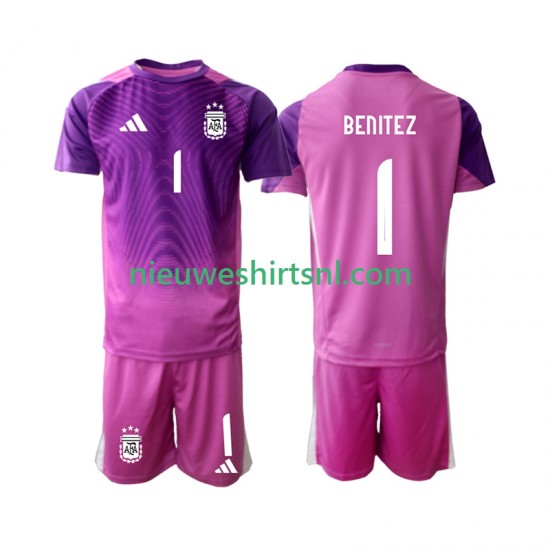 Argentinië Kind Shirt met Bedrukking Doelman Walter Daniel Benitez 1 Thuis 2025 Korte Mouw