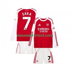 Arsenal Kind Shirt met Bedrukking Bukayo Saka 7 Thuis 2025-2026 Lange Mouw