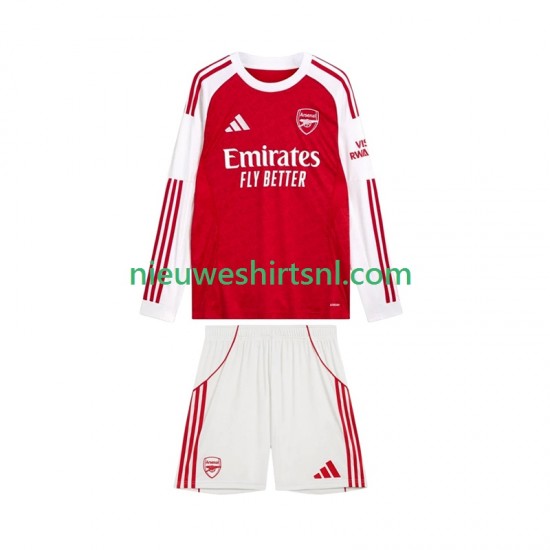 Arsenal Kind Shirt met Bedrukking Thuis 2025-2026 Lange Mouw