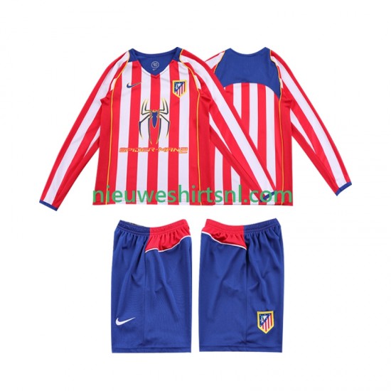 Atlético Madrid Kind Shirt met Bedrukking 2005 Retro Thuis 2004 Lange Mouw