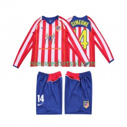 Atlético Madrid Kind Shirt met Bedrukking SIMEONE 14 2005 Retro Thuis 2004 Lange Mouw