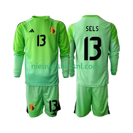 België Kind Shirt met Bedrukking Doelman Matz Sels 13 Thuis 2025 Lange Mouw