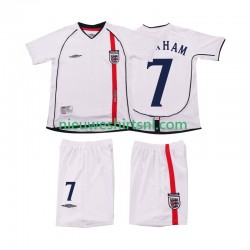 Engeland Kind Shirt met Bedrukking BECKHAM 7 Retro Thuis 2002 Korte Mouw