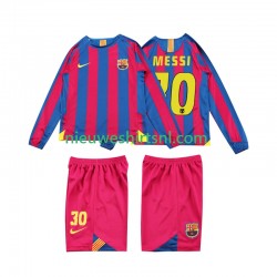 FC Barcelona Kind Shirt met Bedrukking Lionel Messi 10 2005 Retro Thuis 2006 Lange Mouw