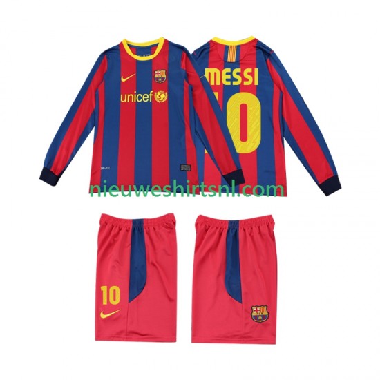 FC Barcelona Kind Shirt met Bedrukking Lionel Messi 10 Retro Thuis 2011 2010 Lange Mouw