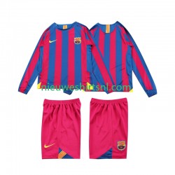 FC Barcelona Kind Shirt met Bedrukking 2005 Retro Thuis 2006 Lange Mouw