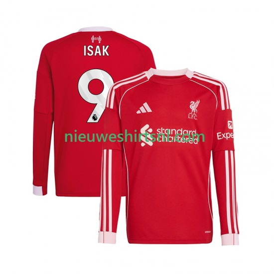 Liverpool Heren Shirt met Bedrukking ISAK 9 Thuis 2025-2026 Lange Mouw