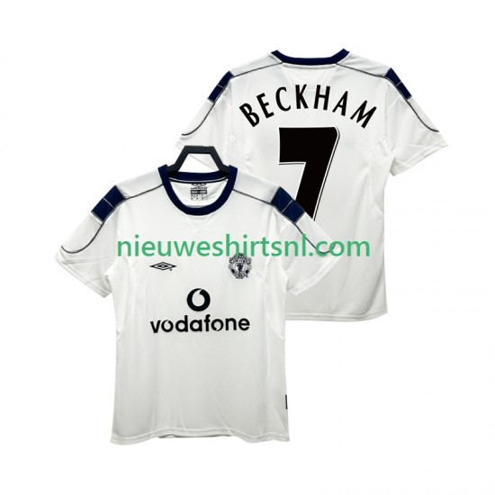 Manchester United Heren Shirt met Bedrukking BECKHAM 7 2000 2001 Retro Uit Korte Mouw