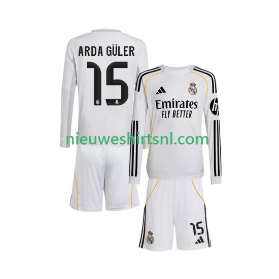 Real Madrid Kind Shirt met Bedrukking Arda Guler 15 Thuis 2025-2026 Lange Mouw