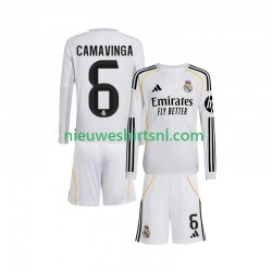 Real Madrid Kind Shirt met Bedrukking Camavinga 6 Thuis 2025-2026 Lange Mouw