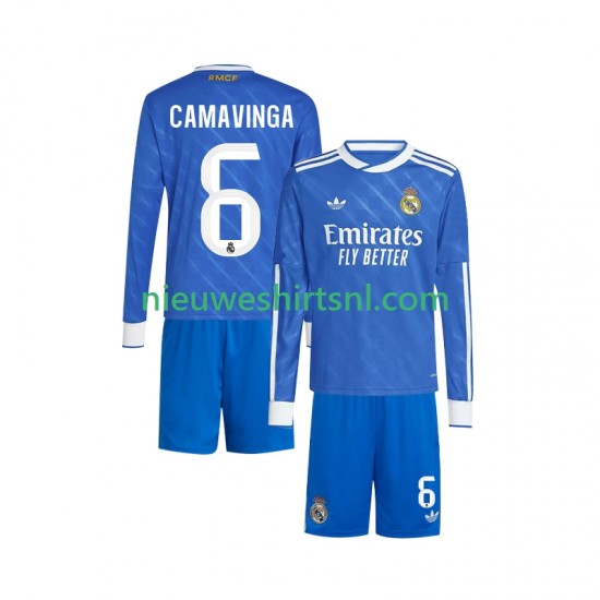 Real Madrid Kind Shirt met Bedrukking Camavinga 6 Derde 2025-2026 Lange Mouw
