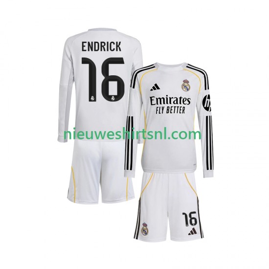 Real Madrid Kind Shirt met Bedrukking Endrick 16 Thuis 2025-2026 Lange Mouw