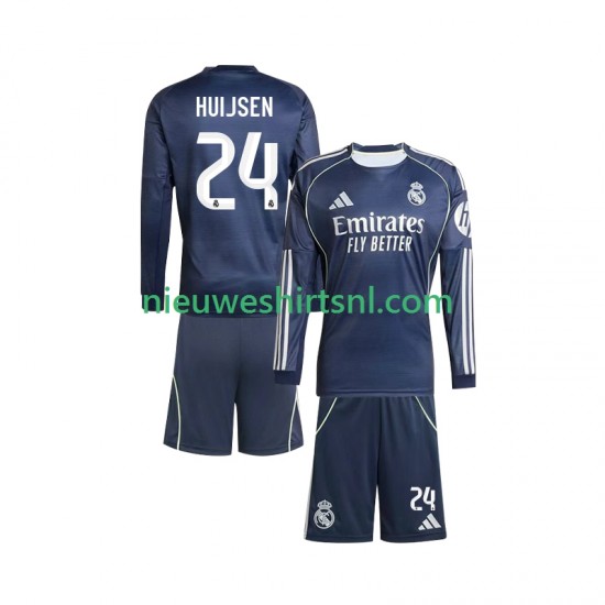 Real Madrid Kind Shirt met Bedrukking Huijsen 24 Uit 2025-2026 Lange Mouw