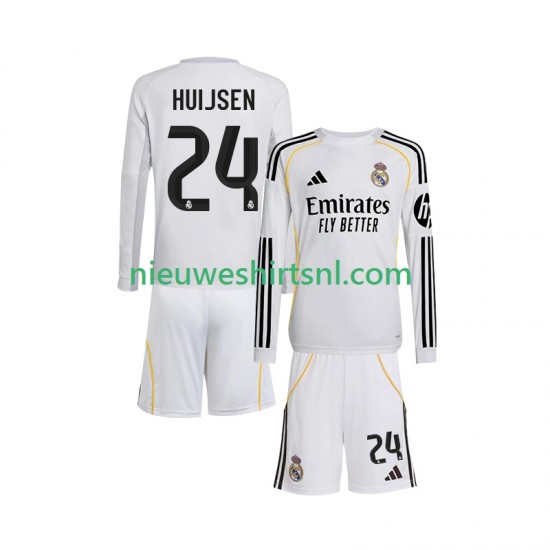 Real Madrid Kind Shirt met Bedrukking Huijsen 24 Thuis 2025-2026 Lange Mouw