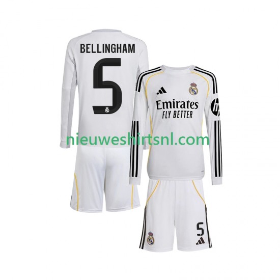 Real Madrid Kind Shirt met Bedrukking Jude Bellingham 5 Thuis 2025-2026 Lange Mouw