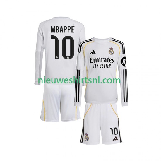 Real Madrid Kind Shirt met Bedrukking Mbappé Kylian 10 Thuis 2025-2026 Lange Mouw