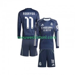 Real Madrid Kind Shirt met Bedrukking Rodrygo 11 Uit 2025-2026 Lange Mouw