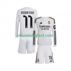 Real Madrid Kind Shirt met Bedrukking Rodrygo 11 Thuis 2025-2026 Lange Mouw