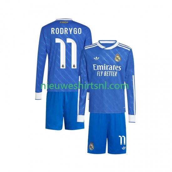 Real Madrid Kind Shirt met Bedrukking Rodrygo 11 Derde 2025-2026 Lange Mouw