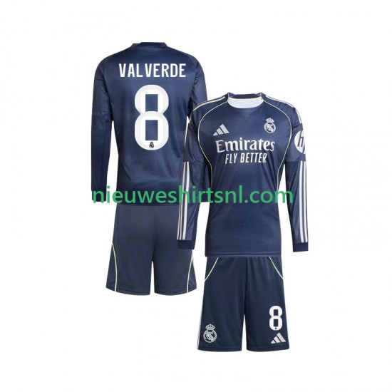 Real Madrid Kind Shirt met Bedrukking Valverde 8 Uit 2025-2026 Lange Mouw