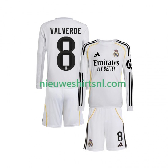 Real Madrid Kind Shirt met Bedrukking Valverde 8 Thuis 2025-2026 Lange Mouw