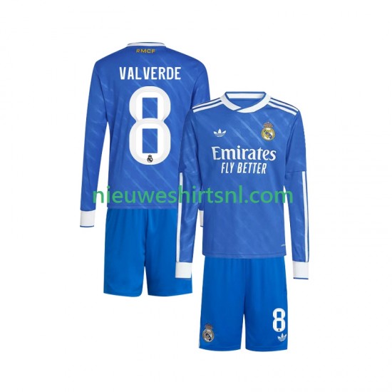 Real Madrid Kind Shirt met Bedrukking Valverde 8 Derde 2025-2026 Lange Mouw