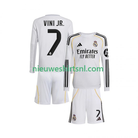 Real Madrid Kind Shirt met Bedrukking Vinicius Junior 7 Thuis 2025-2026 Lange Mouw