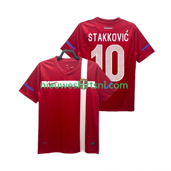 Servië Heren Shirt met Bedrukking STAKKOVIC 10 Retro Thuis 2010 Korte Mouw