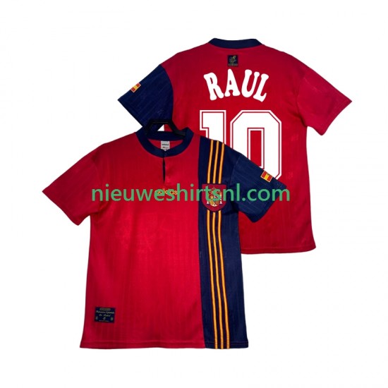 Spanje Heren Shirt met Bedrukking RAUL 10 1996 Retro Thuis Korte Mouw