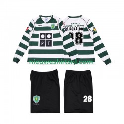 Sporting CP Kind Shirt met Bedrukking Cristiano Ronaldo 28 2001 2003 Retro Thuis Lange Mouw