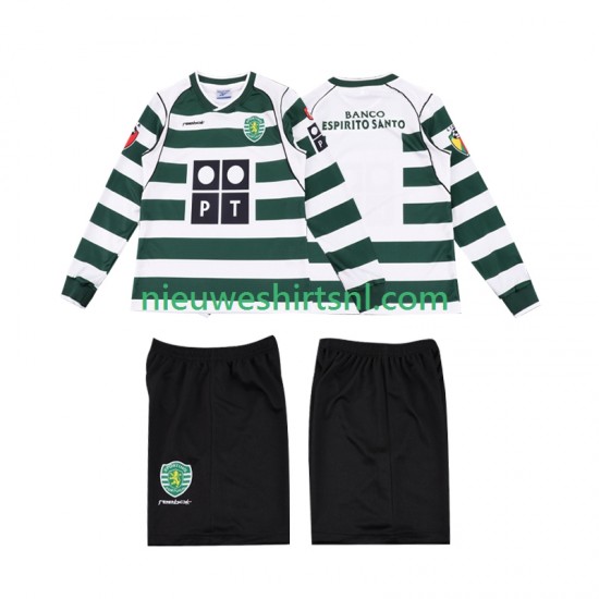 Sporting CP Kind Shirt met Bedrukking 2001 2003 Retro Thuis Lange Mouw