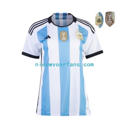 Argentinië Dames Shirt met Bedrukking 3 Stars Thuis WK 2022 Korte Mouw