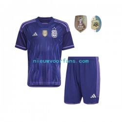 Argentinië Kind Shirt met Bedrukking 3 Stars Uit WK 2022 Korte Mouw