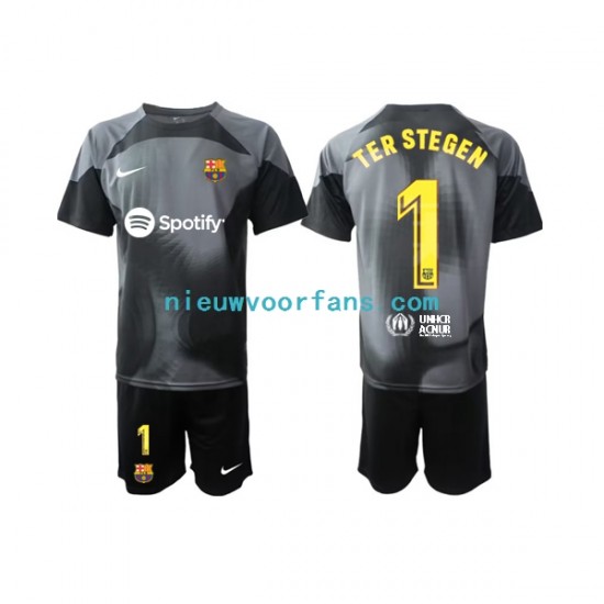 FC Barcelona Kind Shirt met Bedrukking Doelman Ter Stegen 1 Uit 2022-2023 Korte Mouw