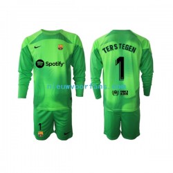FC Barcelona Kind Shirt met Bedrukking Doelman Ter Stegen 1 Thuis 2022-2023 Lange Mouw