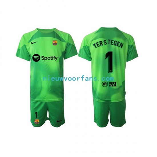 FC Barcelona Kind Shirt met Bedrukking Doelman Ter Stegen 1 Thuis 2022-2023 Korte Mouw
