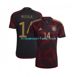 Duitsland Heren Shirt met Bedrukking Musiala 14 Uit WK 2022 Korte Mouw
