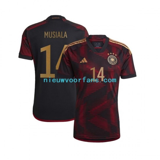 Duitsland Heren Shirt met Bedrukking Musiala 14 Uit WK 2022 Korte Mouw