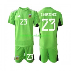 Argentinië Kind Shirt met Bedrukking Doelman Emiliano Martinez 23 Thuis WK 2022 Korte Mouw