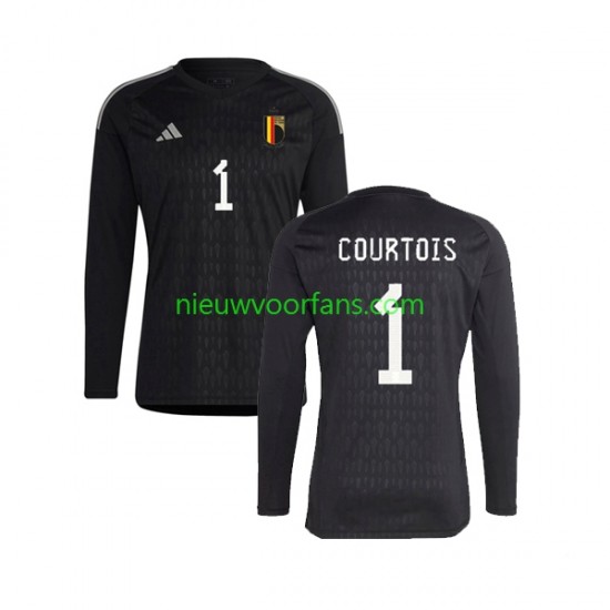België Heren Shirt met Bedrukking Doelman Courtois 1 Uit 2022 Lange Mouw