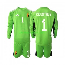 België Kind Shirt met Bedrukking Doelman Courtois 1 Thuis 2021-2022 Lange Mouw